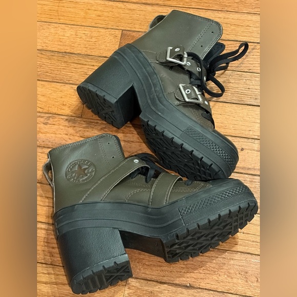 Converse Chuck 70 De Luxe Heel Leather & Buckles High Top Platform Boots Sz 8 - Picture 8 of 14